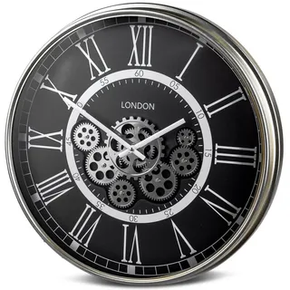 formano Wanduhr London 54cm Metall mit sichtbar drehenden Zahnrädern Steampunk goldfarben