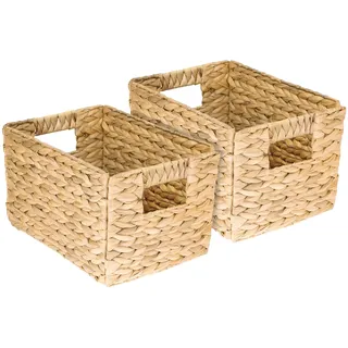 HMF Aufbewahrungskorb geflochten aus Wasserhyazinthe Seegras 32 x 23 x 20 cm beige