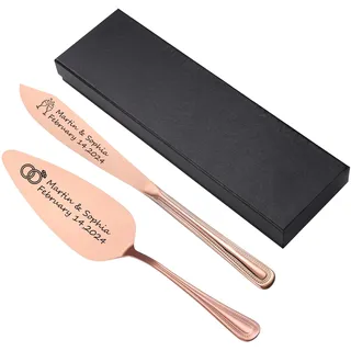 Lpraer Hochzeit Tortenheber und Messer mit Gravur Personalisiert Tortenmesser Kuchen Servierset aus Edelstahl Individuelle Geschenke für Jahrestag Geburtstag Partys, 2-TeilIge in Geschenkbox