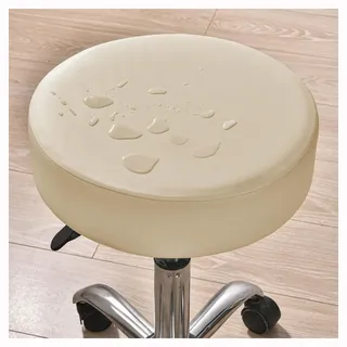 2er Set Hockerbezug Rund Hocker Bezug Wasserdicht Stoff, Durchmesser 30-38cm, Rund Dehnbar Knitterfrei Waschbar Staubdicht Für Drehhocker Drehbar Bürohocker Stuhl Barhocker Hussen ( Color : Light beig