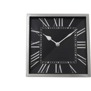 Padiro Tischuhr 21 x 21 x 3 cm - silberfarben - Metall - römische Ziffern und quadratisches Zifferblatt - Silber