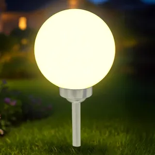 Spetebo Solarlampe Kugel warm weiß mit Erdspieß - Ø 20 cm - Boden oder Gartenstecker Leuchte - Solarleuchte Kugelleuchte Solar Kugel Garten Lampe Deko Beleuchtung