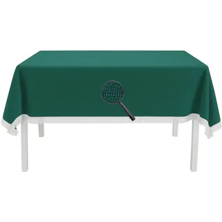 EXKLUSIV HEIMTEXTIL Gartentischdecke mit Fransen Tischdecke Classic Outdoor PVC Weichschaum rutschhemmend für Garten, Balkon, Terrasse 130x180 cm eckig grün