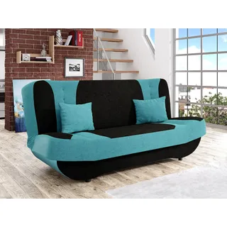 Mirjan24 Schlafcouch Pinto mit Bettkasten und Schlaffunktion 2-Sitzer Blau