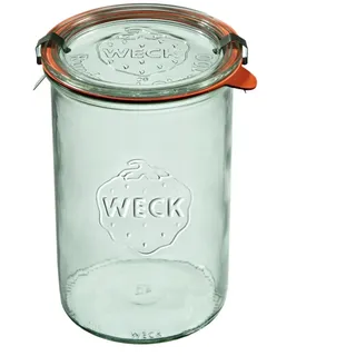 Weck Zylindrisches Glas 1000 ml 6 Stück | Glas mit Deckel, Dichtung und 2 Verschlüssen | Zum Konservieren von Konserven, Säften, luftdichtes Aufbewahren von trockenen Zutaten