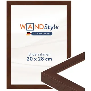 WANDStyle Bilderrahmen 20x28 Nussbaum, moderner Bilderrahmen Holz, hochwertiger Holzbilderrahmen, Posterrahmen zum Aufhängen, Rahmen 28x20 cm, Fotorahmen H950 - Made in Germany