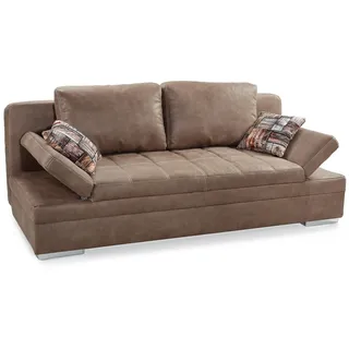 luma-home Schlafcouch Mikrofaser mit Bettkasten 2-Sitzer Braun