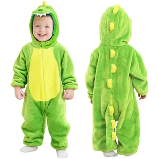Alaoo Dinosaurier Overall Kinder, Winter Overall Kostüme Kinder, 110 | Weich Schlafanzug Einteiler Kinder, Niedlicher Dinosaurier Pyjama, Strampler Kapuze Flanel Nachtwäsche für Cosplay Halloween