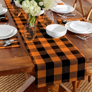 Elrene Home Fashions Farmhouse Living Fall Tischläufer, Baumwolle, schwarz/orange, 13" x 70" (Table Runner)