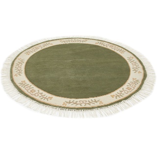 Wollteppich LUXOR LIVING "Giza" Teppiche Gr. Ø 150 cm, 12 mm, 1 St., grün Esszimmerteppiche