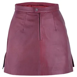 German Wear Mini Lederrock aus Lammnappa Minirock Trendiger Business Rock Echtleder Weinrot - 44 - 44