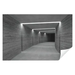Wallarena Fototapete 3D EFFEKT Tunnel Abstrakt Holz Vlies Tapete Wohnzimmer Schlafzimmer, Glatt, 3D-Optik, Tapete inklusive Kleister Vliestapete Motivtapete Wandtapete 3.68 m x 2.54 m