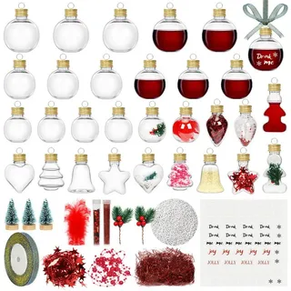 OSTWOLKE Weihnachtsbaumkugel 30x Christbaumkugeln Weihnachtskugeln zum Befüllen DIY Festliche Deko, Durchsichtige Kugeln, geeignet zum Befüllen & Aufhängen goldfarben