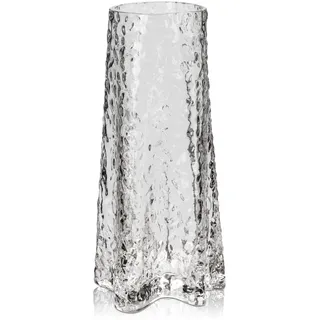 Dekovase Glasvase Dekorative Blumenvase aus Glas mit Sternförmiger Boden, Tischvase Väschen Höhe 23,5cm, Minimalistisch Geriffelt Vasen für Tisch Hochzeit Fensterbank Dekoration