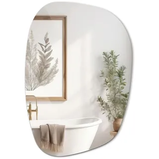 Tulup Spiegel ohne Rahmen 67,9x47 cm Asymmetrischer für Badezimmer, Vorzimmer, Esszimmer, Schlafzimmer Wandspiegel Organisch Industrial Style Minimalistisch Moderner Design Unförmig Irregulär