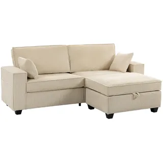 Homcom Eckcouch Polyester 3-Sitzer Beige