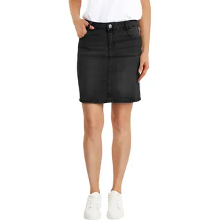 Fraternel Damen Jeans Rock Used kurz Bleistift Stretch Schwarz M - M