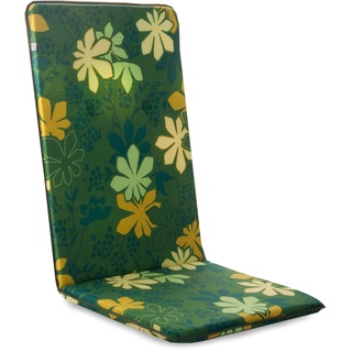 PATIO Stuhlauflage Hochlehner mit Blumen Basic 113 x 48 cm Gartenstuhl Polsterauflage mit Besatz Innen & Außen