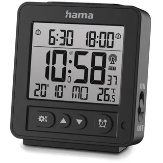 Hama Funkwecker Reisewecker Funkuhr DCF Snooze Datum Thermometer 2 Weckzeiten SW
