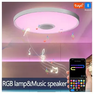 Ophy Deckenleuchte LED Deckenleuchte mit RGB, Bluetooth-Lautsprecher & Fernbedienung, dimmbar, 3 Farbtemperaturen, App-Steuerung, für Schlafzimmer, Wohnzimmer, Kinderzimmer & Party weiß