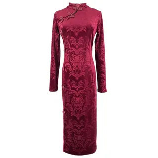 CBROOT Chinesisches Cheongsam-Kleid Für Frauen - Mode Elegante Chinesische Traditionelle Kleidung Langarm Cheongsams Für Frauen Winter Samt Slim Brautkleid Qipao