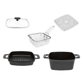 ERNESTO® Aluguss-Multifunktions-Set, Kochtopf, 24 x 24cm, 5-teilig