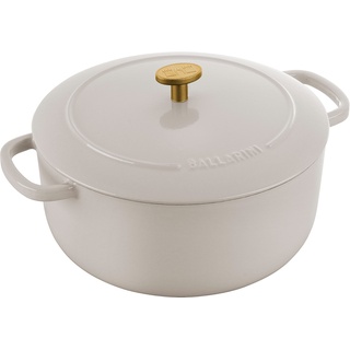 BALLARINI Bellamonte Auflaufform Bräter Dutch Oven Emailliertes Gusseisen Rund 24 cm 4 L Elfenbein Weiß