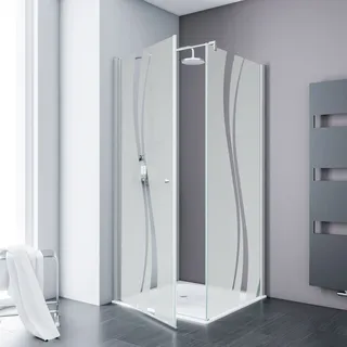 Schulte Alexa Style 2.0 Eckdusche mit Drehtür 90 x 90 cm Liane inkl. Duschwanne (EP32150650197024)