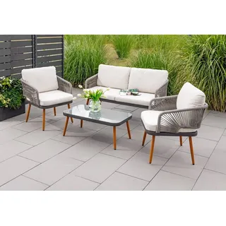 Prestige Home Loungemöbel-Set 4tlg. Rope mit Polsterauflagen Taupe Outdoor