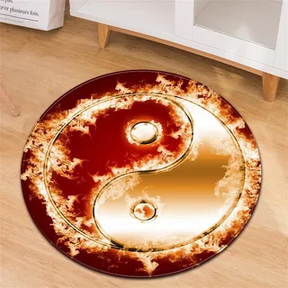 PEIHUODAN Teppich, Yin Und Yang Fischauge Runder Teppich, Moderne Retro-Tinte Stil Waschbar Schwarz Und Weiß Taiji Indoor Bodenmatte Für Wohnzimmer Spielzimmer Schlafzimmer (Colour3,Diameter 120cm)