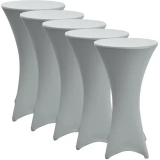 Beautissu Stehtischhusse Stretch Silber Ø80 cm 5er Set