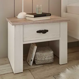 Nachtkommoden im Landhaus Design Weiß und Pinienfarben