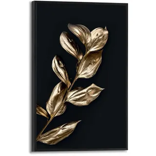 REINDERS Gerahmtes Bild, Kleine Blätter, Wohnzimmer, Bilder, Wanddeko, Room Decor, MDF, Gold, 30 x 20