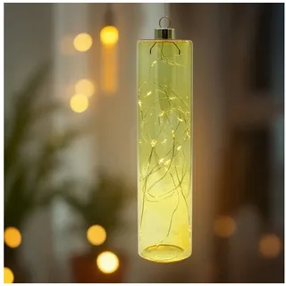 Spetebo LED Pendelleuchte Glas - 24 x 6 cm, mit Timer, LED fest integriert, warm weiß, Hängelampe Batterie betrieben