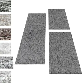 Carpettex Bettumrandung Schlafzimmer 3teilig Kurzflor Teppich Einfarbig Design Grau Bettset:2 mal 60x100 + 1 mal 80x150 - Bettvorleger Schlafzimmer Läufer Set Weicher Bettumrandung Teppich