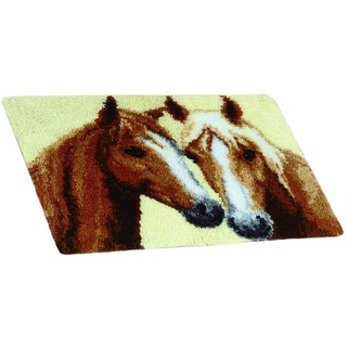 Knüpfteppich Formteppich Knüpfpackung - Teppich/Sitzkissen Teppichfertigungs-Sets für Kinder und Anfänger, 60x40cm, Muster Auswählbar - Pferd