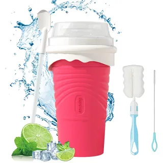 SCBOY Slushy Maker,Eis zum kneten slushy becher,Silikon slushy maker cup,Slush becher mit Strohhalmlöffel und Tassenbürste für Slushie Eis