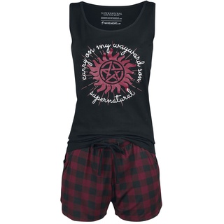 Supernatural Schlafanzug - Carry On - S bis 5XL - für Damen - Größe XXL - schwarz/rot  - EMP exklusives Merchandise! - XXL