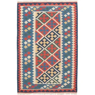 Orientteppich Kelim Fars 116x175 Handgewebter Orientteppich / Perserteppich, Nain Trading, rechteckig, Höhe: 4 mm blau|lila