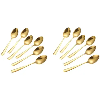 Cheffinger Kaffeelöffel 12er Set Kaffeelöffel Teelöffel Löffel L 14,5cm CF1007 Gold