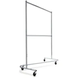 mobiler Garderobenständer Z-Rahmen, kleine Räder Kleiderständer mit 4 Lenkrollen, Maße: 1530x660x2000 mm