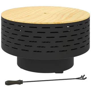MC Star Feuerschale 3-in-1 Feuerschale Ø60 x 39cm aus Edelstahl Feuerstelle, (mit Grillrost Funkenschutz Schürhaken Kohlegrau) grau