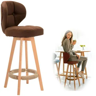 Barhocker Mit Lehne Tresenhocker Drehbar Beine Aus Massivholz Drehhocker Weiches Sitzkissen Barstuhl 64 74 80 cm Sitzhöhe Küchenhocker Holz Bistrohocker 360° Drehbar Für Bar Kücheninsel Bistro(80cm)