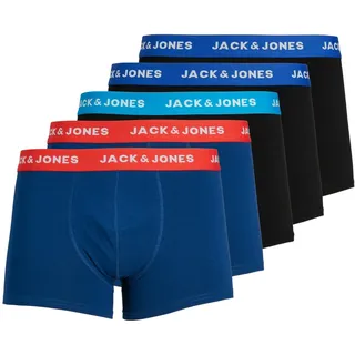Jack & Jones Herren JacLee Trunks 5 Pack Boxershorts, Blau (Surf The Web Detail: Surft The Web/Estate Blue/Blue Jewel), M EU