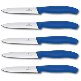Victorinox Gemüsemesser Swiss Classic Messer-Set, 5-teilig, 10 cm Klingenlänge, für Gemüse, Limited Edition Blau, perfekt für Tomaten blau