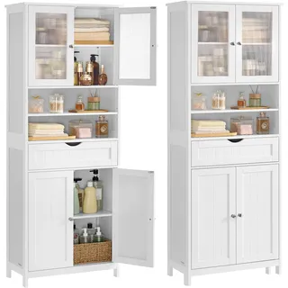 VASAGLE Badezimmerschrank 80 x 30 x 80 cm Wolkenweiß MDF