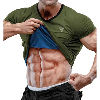 RDX Sweat T-Shirt Männer Schwitzanzug, Neopren Sauna Shirt Fitness Trainer Taille, Gym Tank Top für Shapewear Gewichtsverlust Abnehmen Body Shaper Workout Yoga Bodybuilding Laufen - M