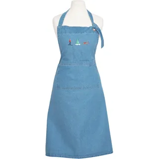Kochschürze PAD "SPIRIT", blau (ski), B:80cm L:70cm, Denim/Jeans, Baumwolle, Schürzen, Kochschürze, in 3 Farbvarianten, mit Stickerei
