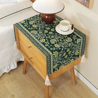 Highdi Tischläufer Modern Esszimmer, Frühling Lang Tischläufer Pflegeleicht Modern Waschbar Baumwolle Läufer für Esszimmer, Küche, Wohnzimmer, Urlaub, Esstischdekoration (Grün,35x120cm)