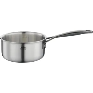 Spring Stielkasserolle GOURMET, mehrschichtiger Topf aus Edelstahl, backofengeeignet, mit Innenskalierung, Ø 16 cm, Höhe 7,5 cm, 1,4 Liter, schwarz